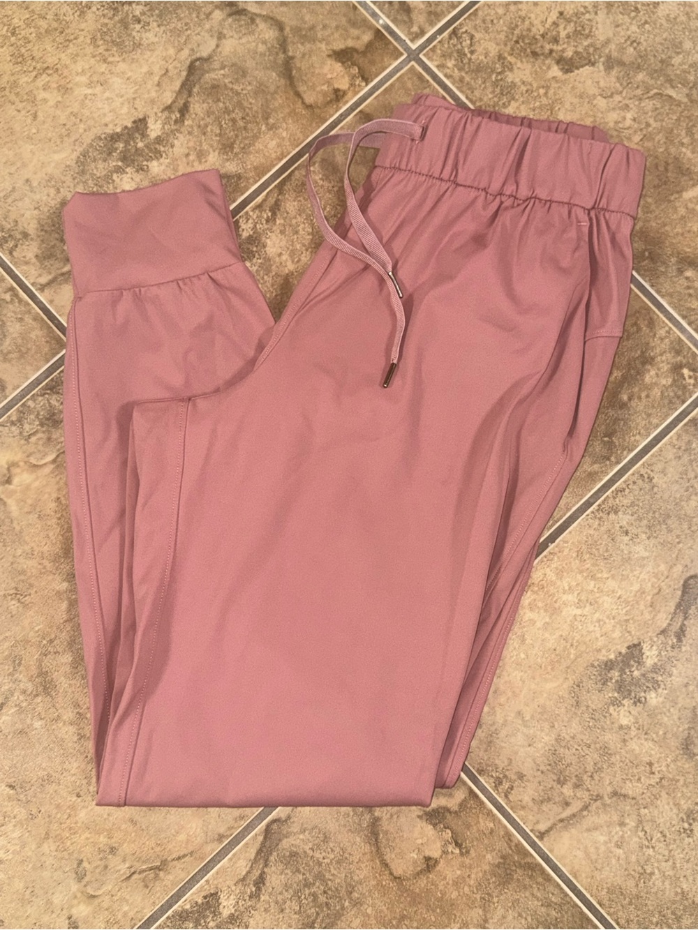 Women's Dusty Rose Pull‑On Track Joggers with Drawstring Waist